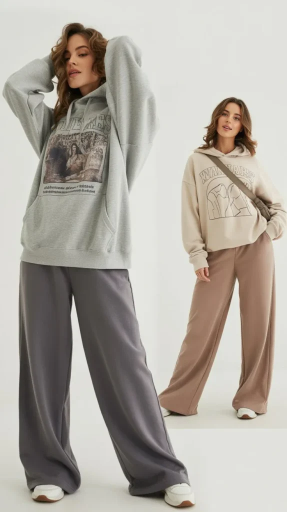 Graphic Hoodie with Wide-Leg Sweatpants