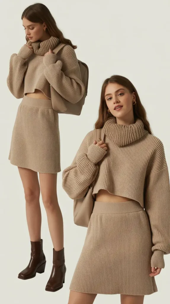 Knit Co-Ord Set with Ankle Boots