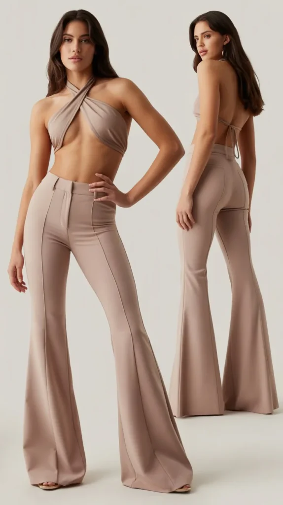 The Halter Top and Flare Pants Look