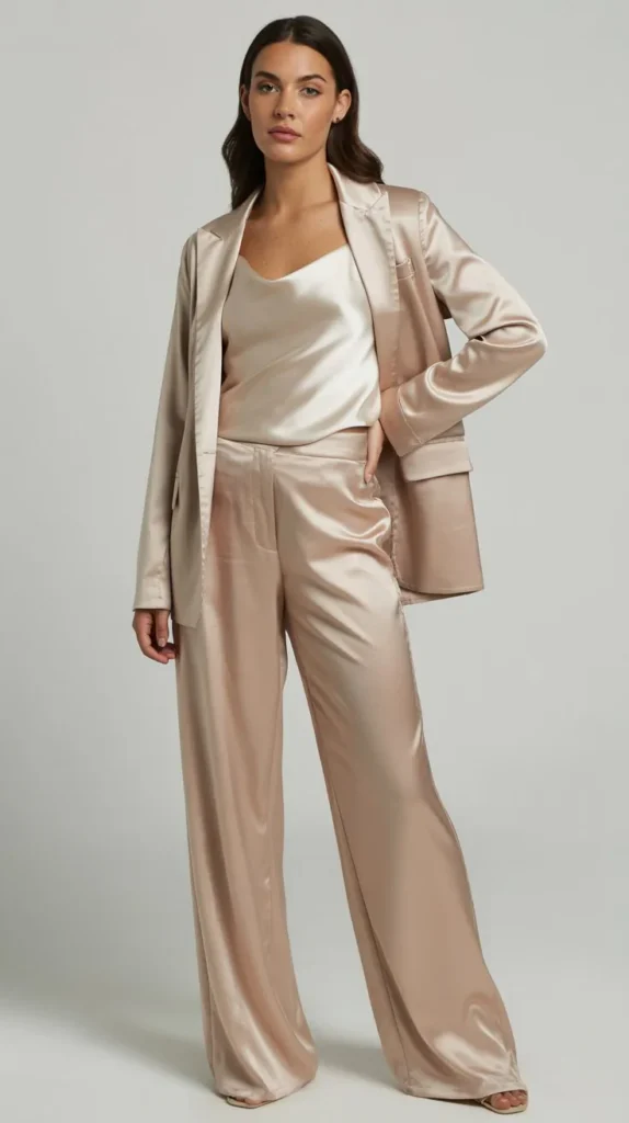 Satin or Silk Slip Pants and Blazer