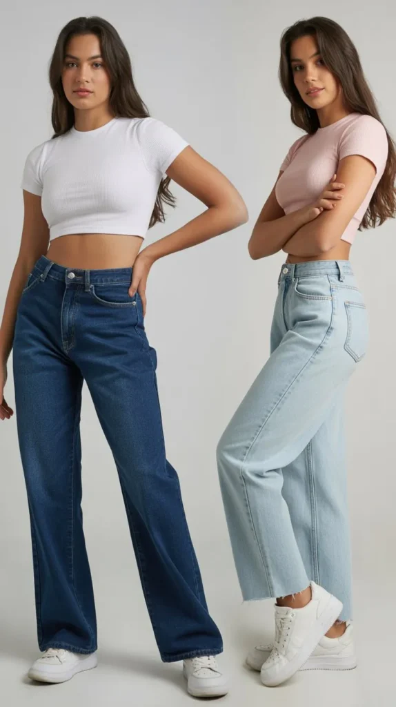  Crop Top and High-Waist Jeans Combo
