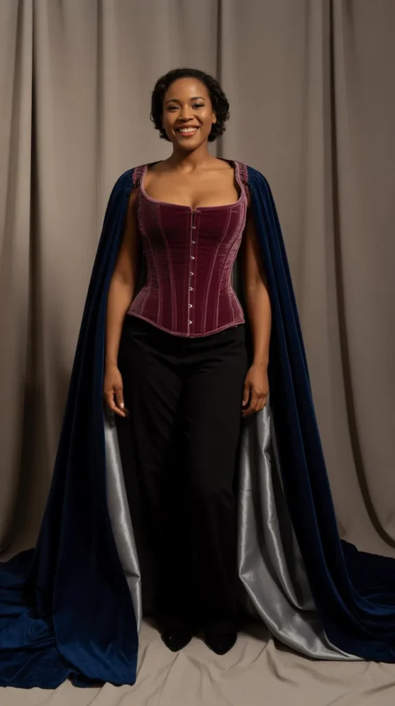 Velvet Corset with Dramatic Cape
