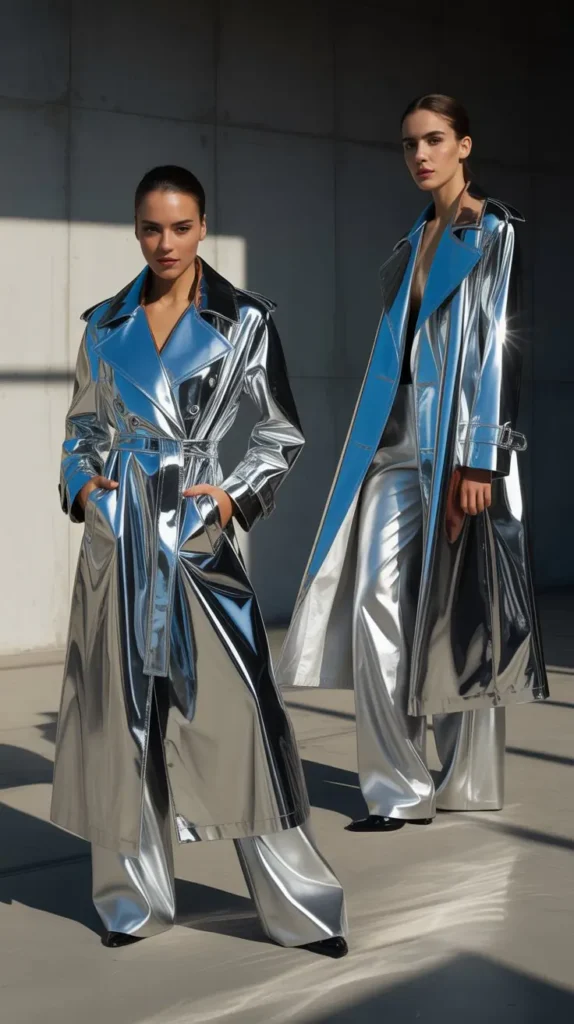 Metallic Trench Coat Look