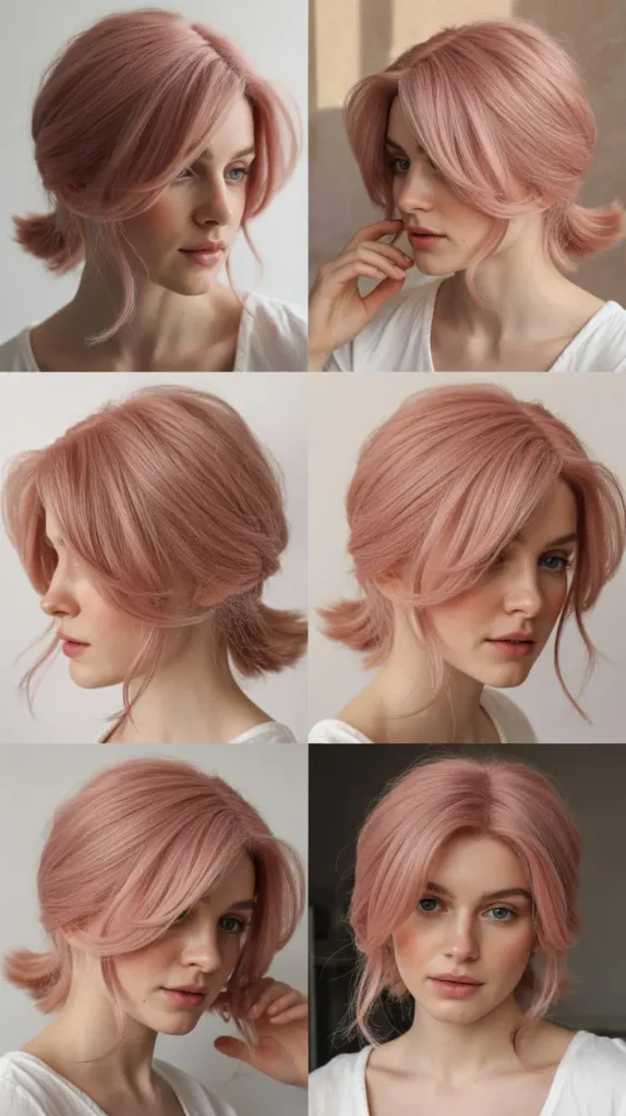 Millennial Pink Half Up Half Down with Textured Layers