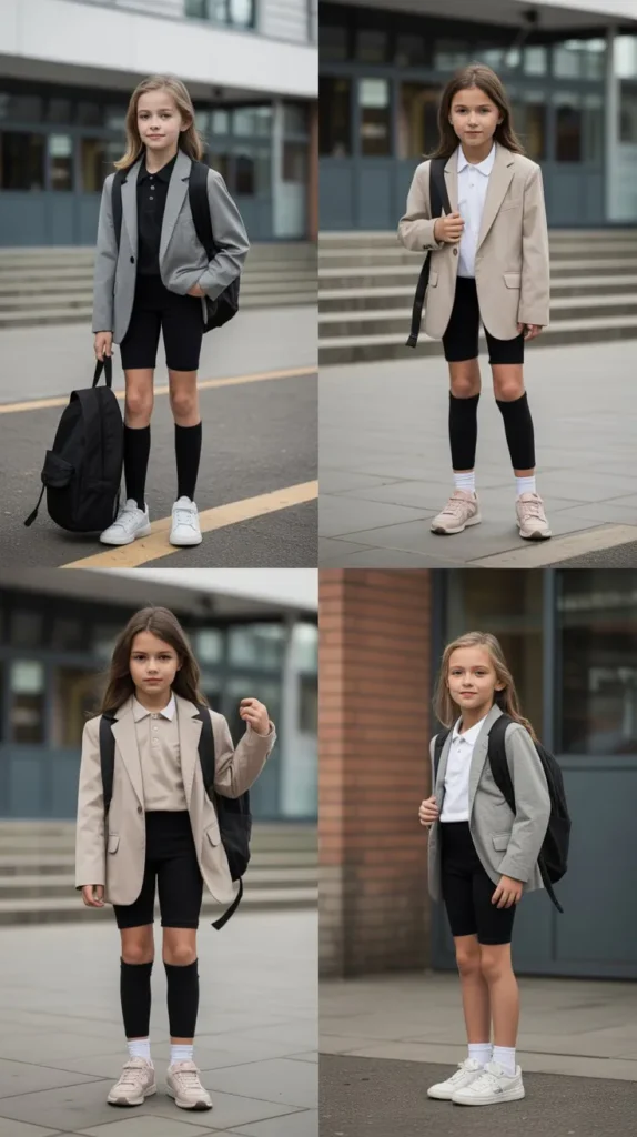 Biker Shorts with an Oversized Blazer