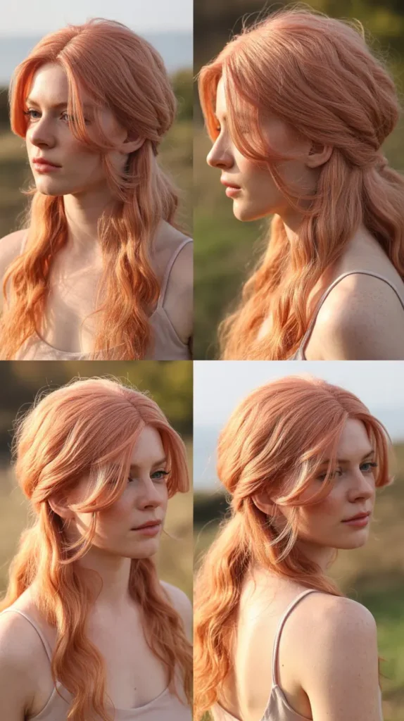 Salmon Pink Half Up Half Down with Natural Texture