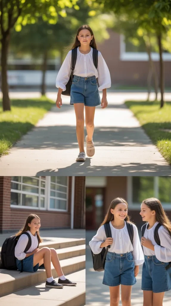 High-Waisted Shorts with a Blouse (Warm Weather)