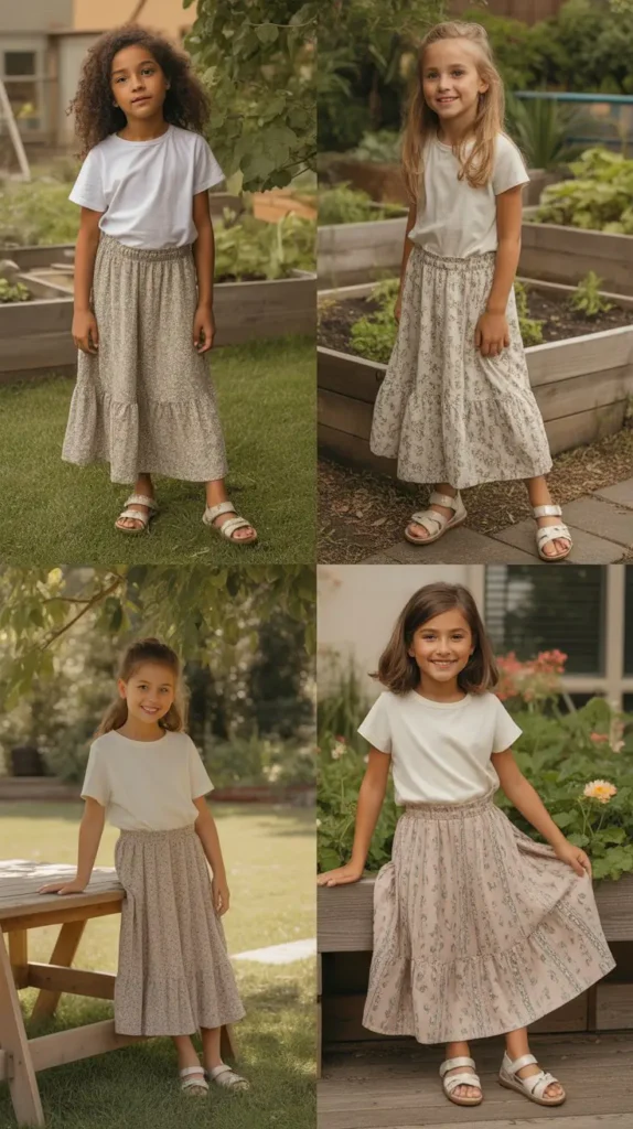 Printed Maxi Skirt with a Simple Tee