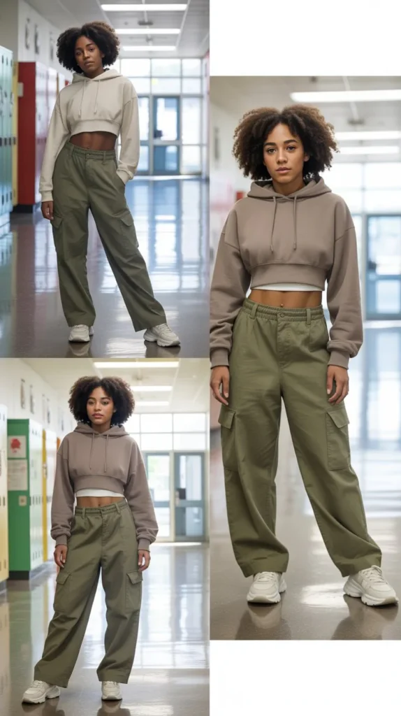 Cargo Pants With a Cropped Hoodie