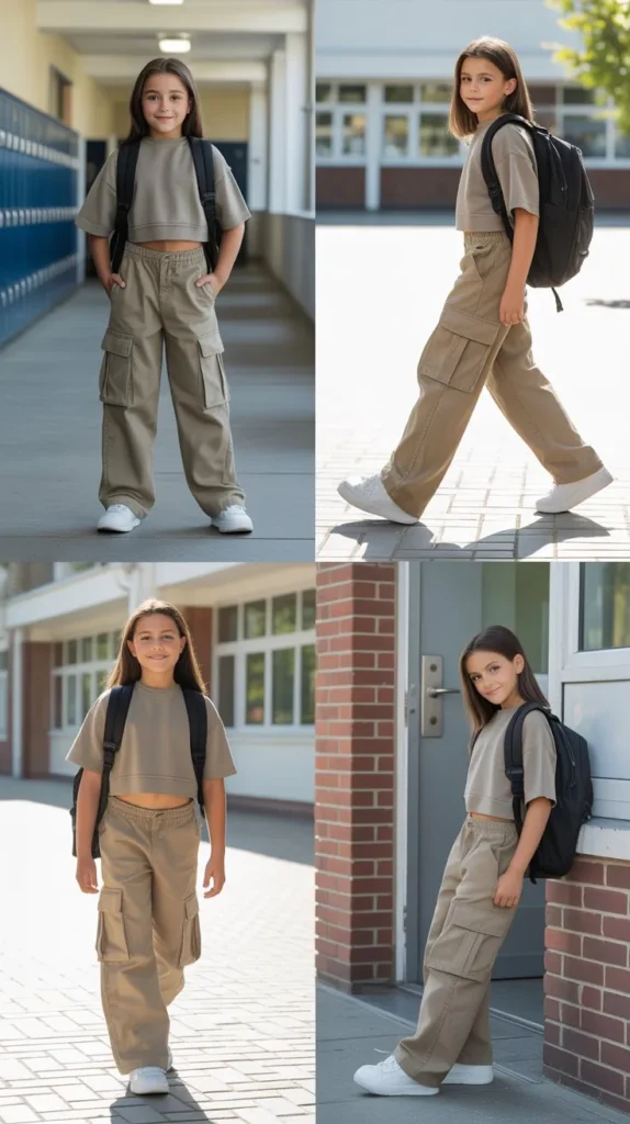 Cargo Pants with a Cropped Sweatshirt