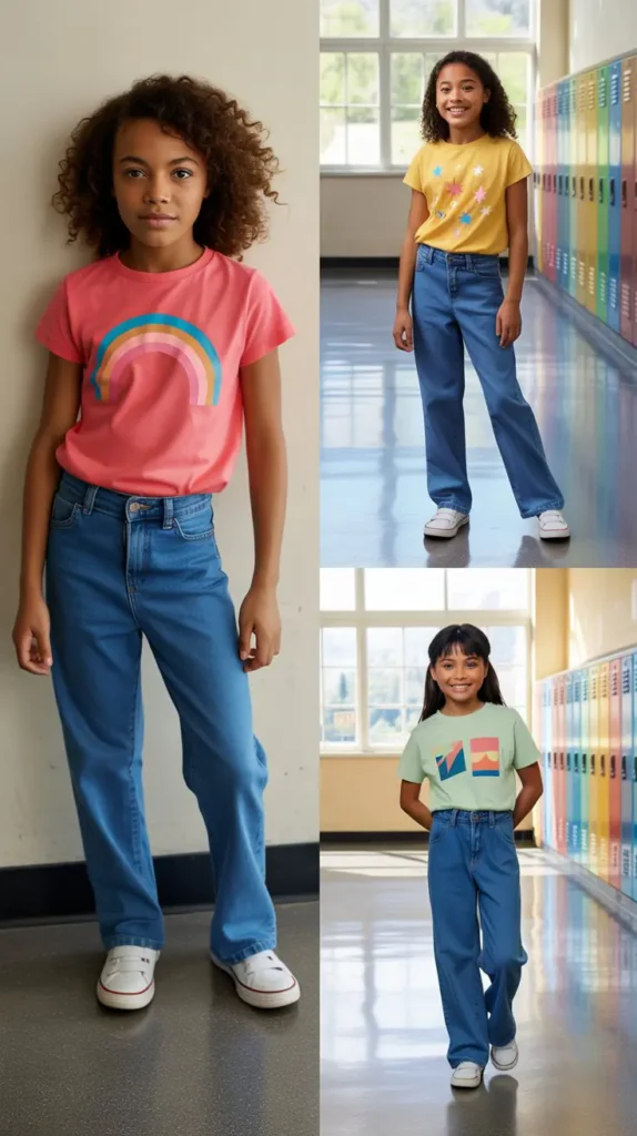 Classic Denim Jeans with a Graphic Tee