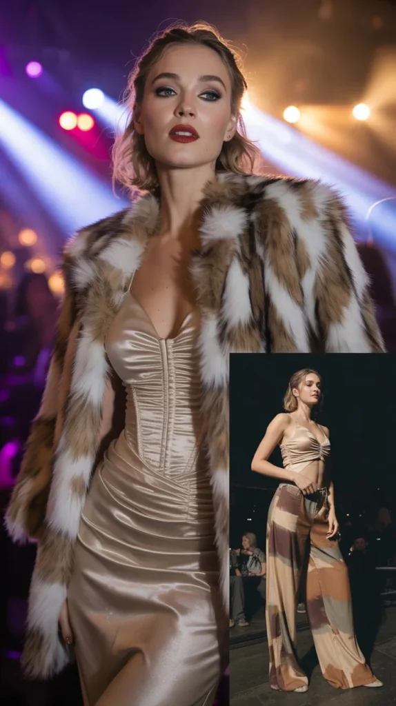  Fur Coat With a Corseted Dress for Maximum Drama