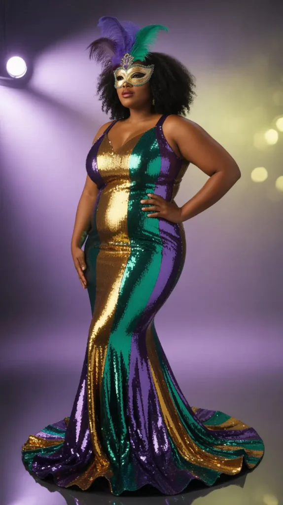  Mermaid Silhouette Sequin Gown