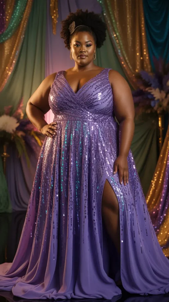 Regal Purple Sequin Gown