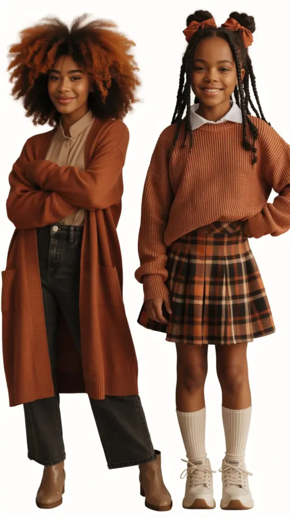 Rust Orange Knit Dress with White Sneakers