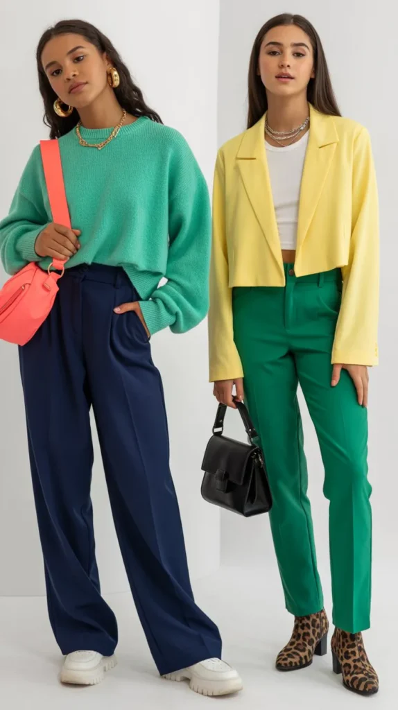 Colorblock Outfit with Bold Accessories