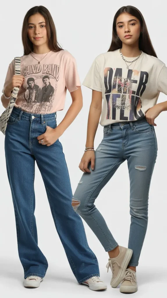Classic Denim Jeans with a Graphic Tee