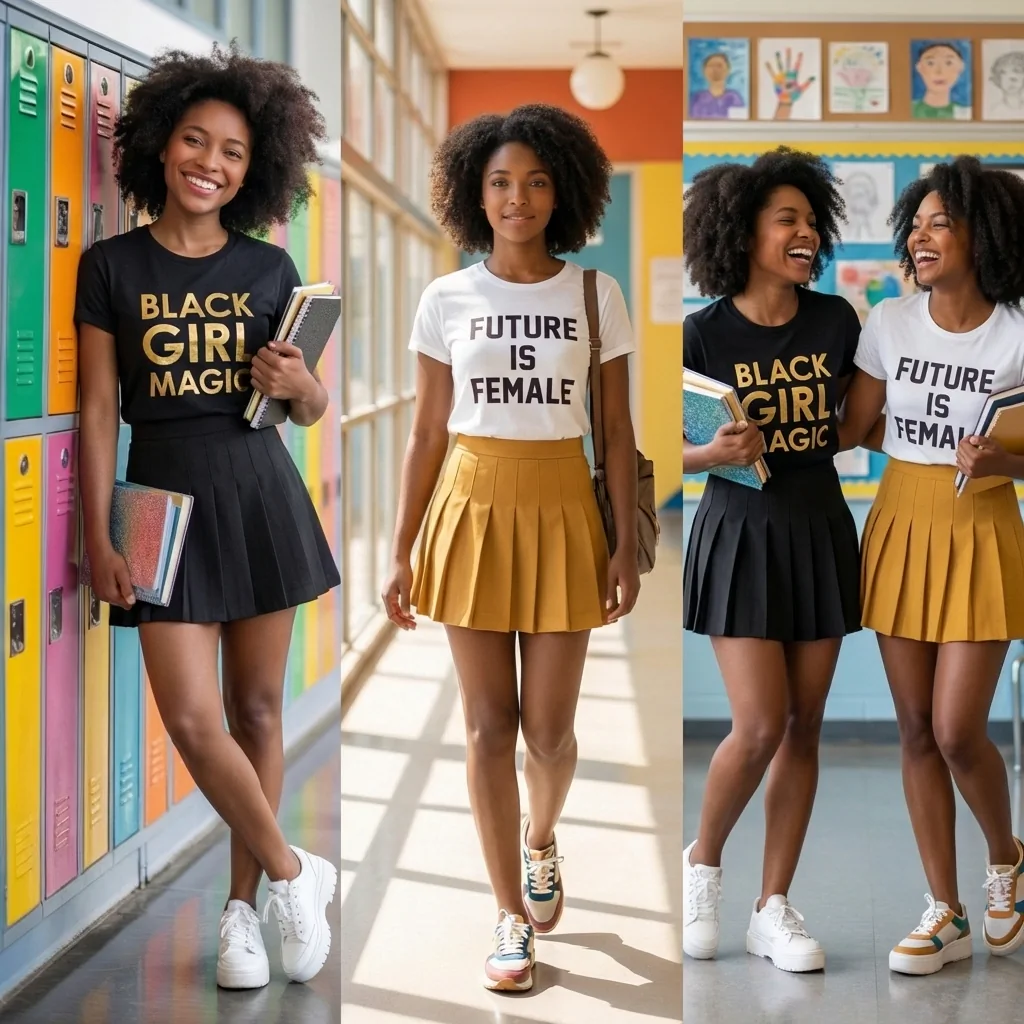 Graphic Tee With a Pleated Skirt