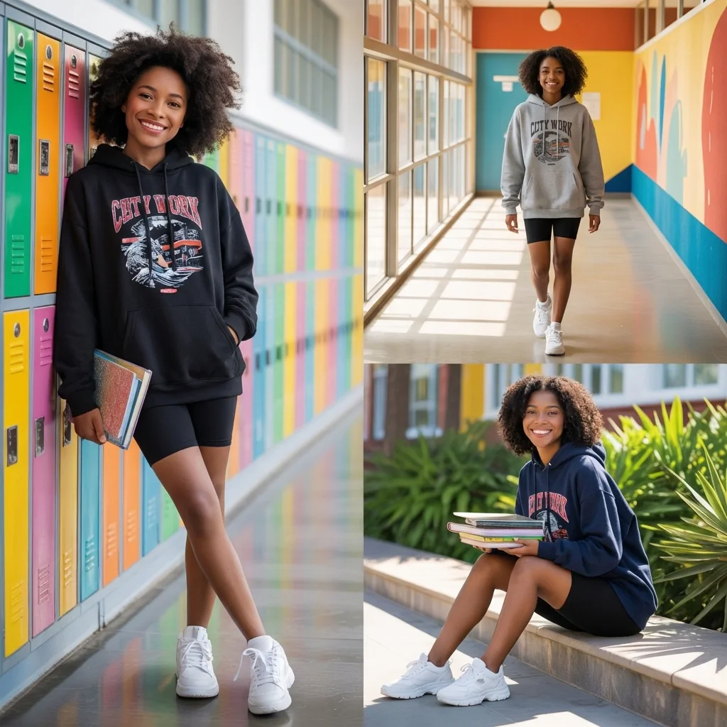 Oversized Hoodie With Biker Shorts