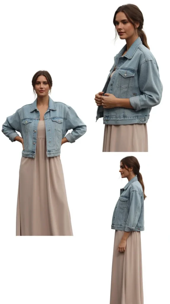 Light Denim Jacket with Maxi Dress