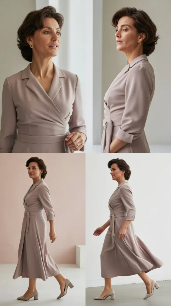 Wrap Dress with Low Heels