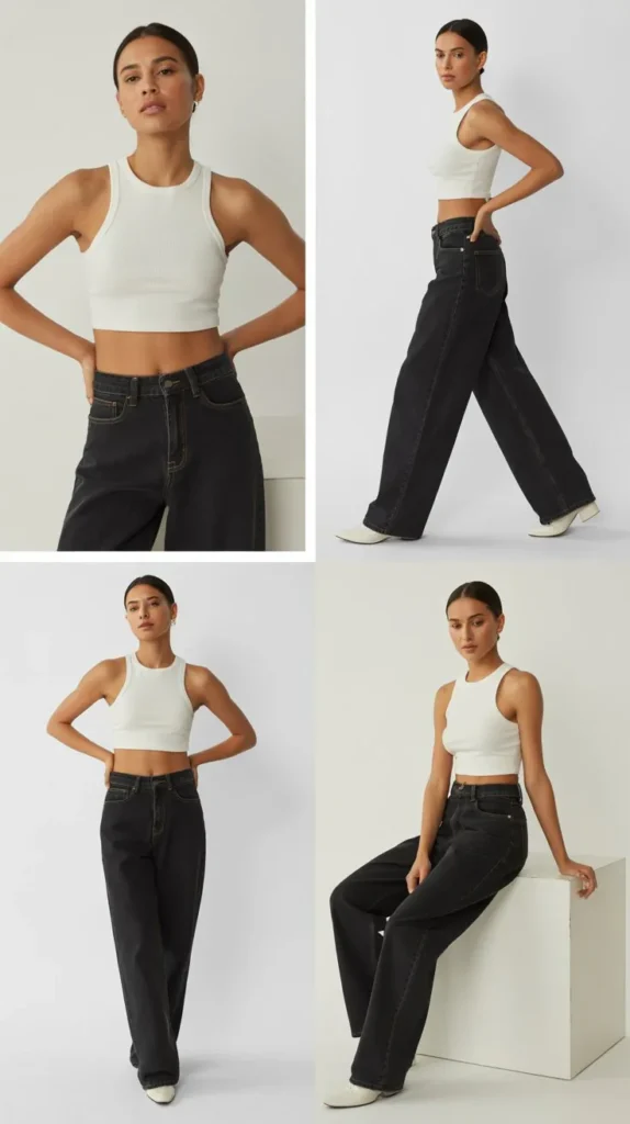 High-Waisted Jeans with a Crop Top