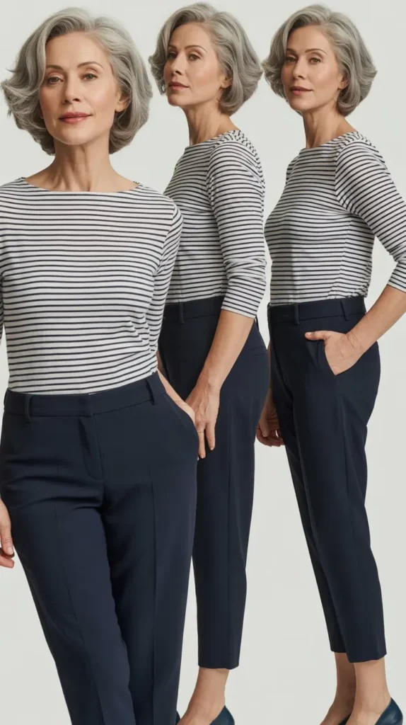 Striped Top with Cropped Pants