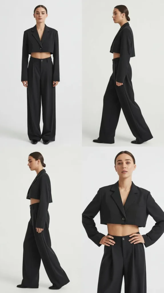 Cropped Jacket with Wide-Leg Pants