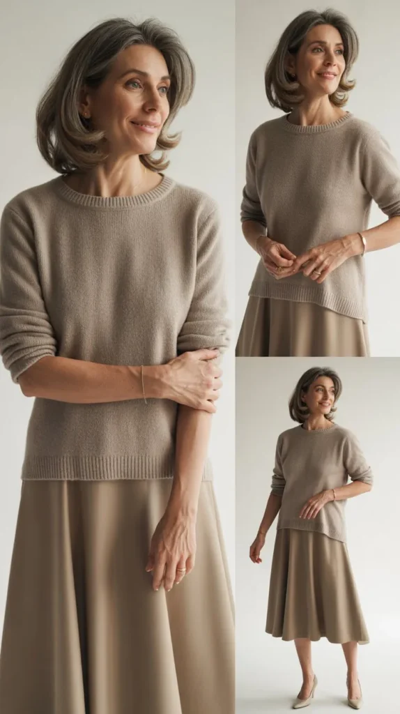 Knit Top with A-Line Skirt