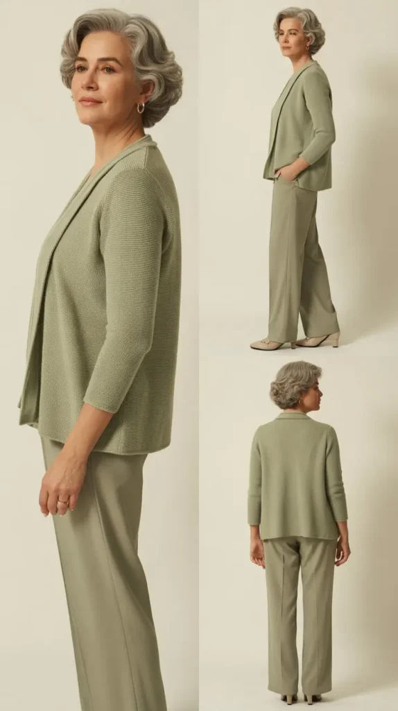 Cardigan Set with Straight Pants
