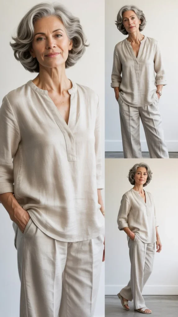 Relaxed Blouse with Linen Pants