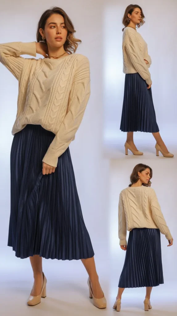 Knit Top with Pleated Skirt