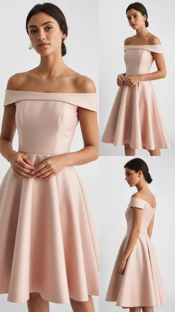 Off-Shoulder Fit-and-Flare Dress