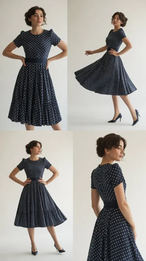 Polka Dot Tea-Length Dress