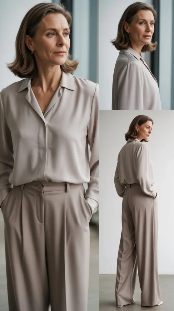 Soft Blouse with Wide Leg Trousers