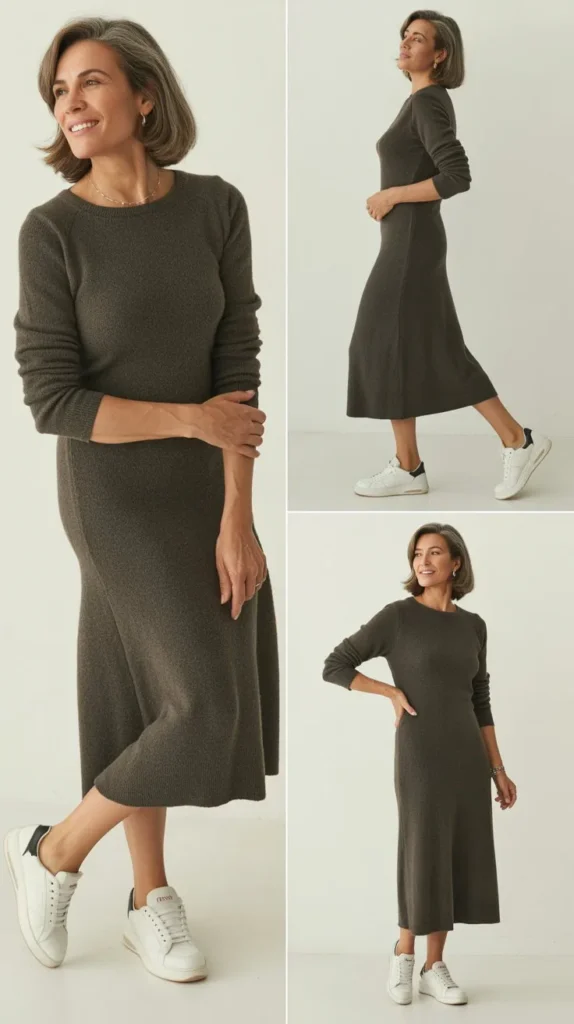Knit Dress with Sneakers