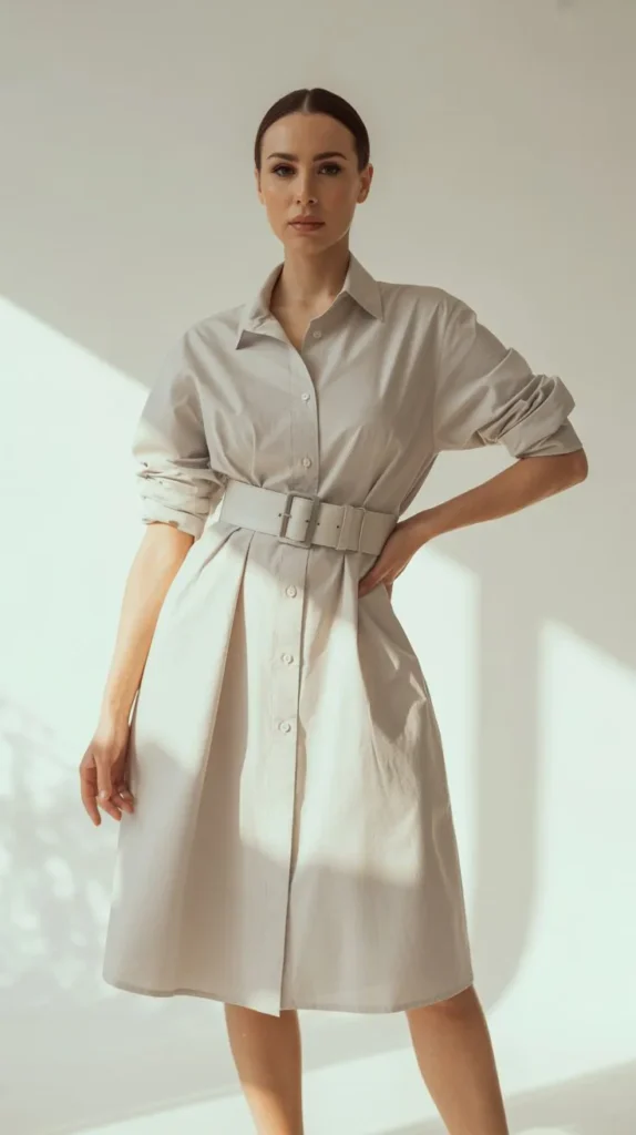 Belted Shirt Dress Style