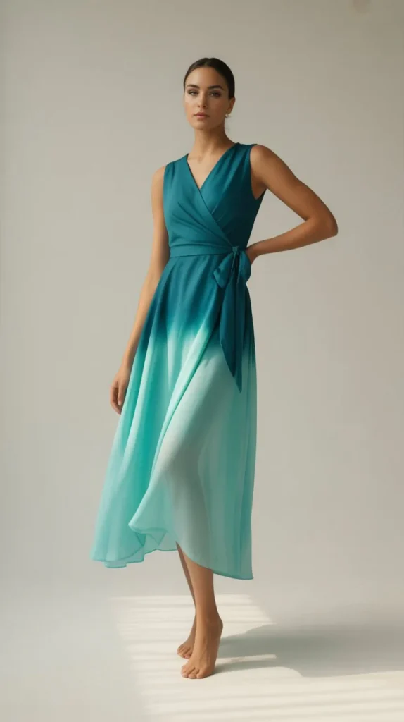 Teal and Turquoise Wrap Dress