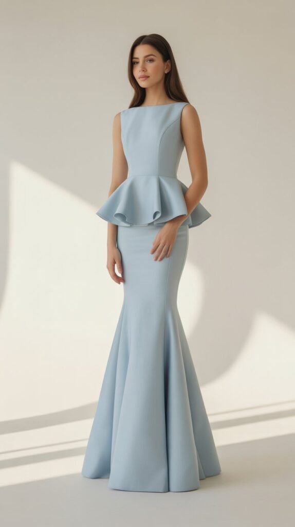 Pastel Blue Peplum Dress