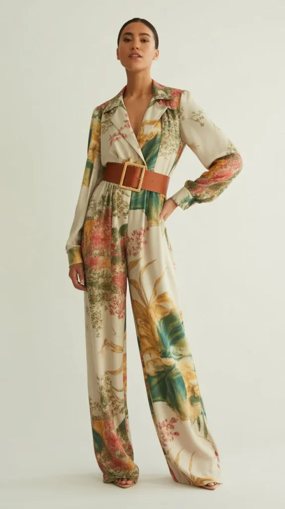 Floral Jumpsuit with a Statement Belt