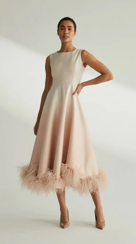 Feathered Hem Dress