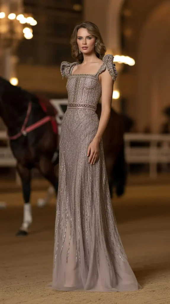  Embellished Evening-Style Dress for Night Derby Events