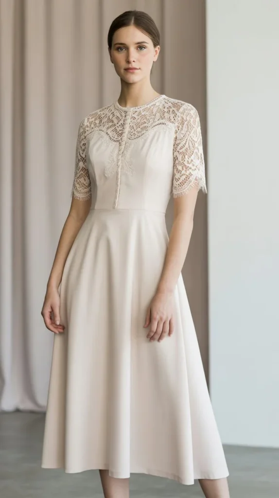 A-Line Dress with Lace Detail