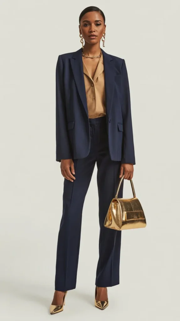 Navy and Gold Coordinated Look