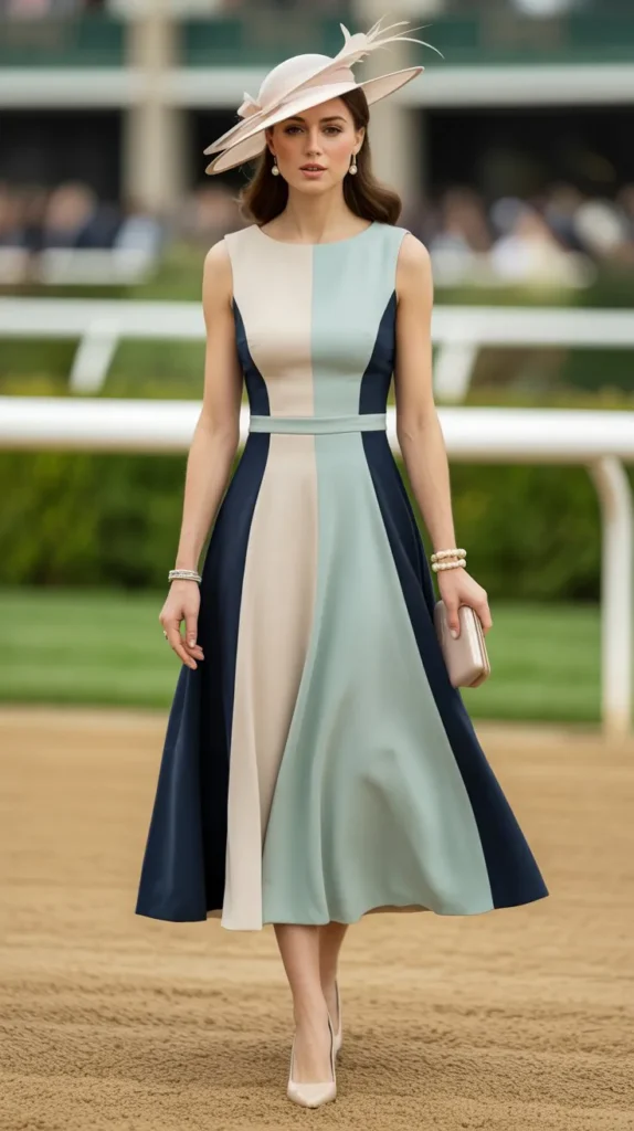 The Color-Blocked Race Day Dress Moment