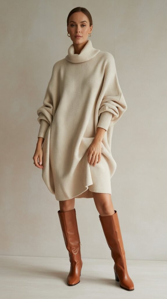 The Cashmere Sweater Dress and Boots Pairing