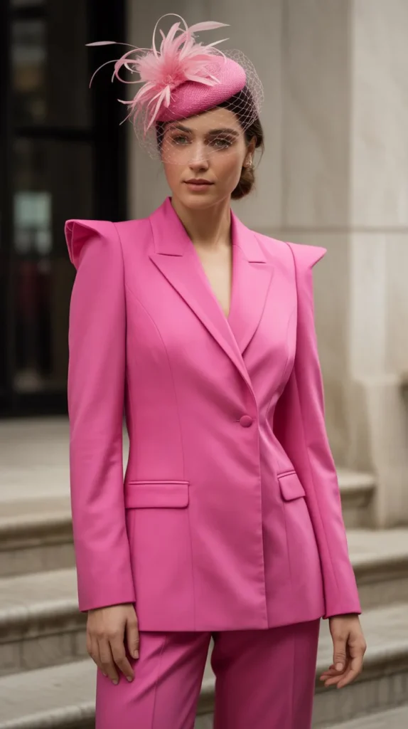 Hot Pink Tailored Suit with Fascinator