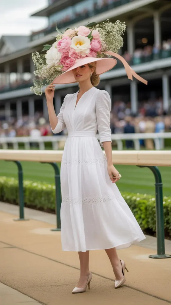 The Floral Hat and White Dress Moment