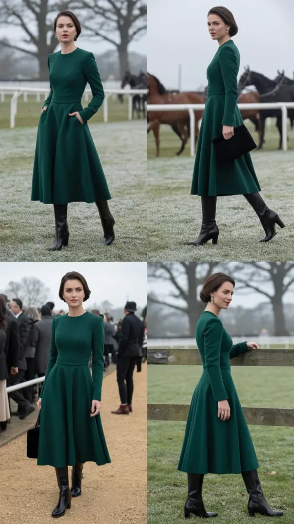  Midi Dress with Knee-High Boots