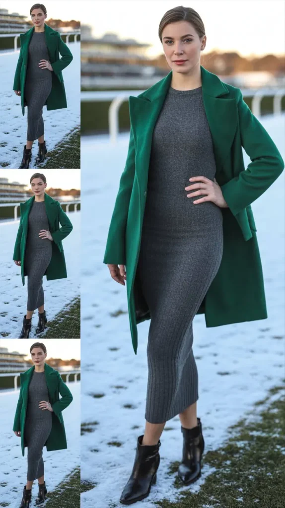 Knit Dress with Statement Coat